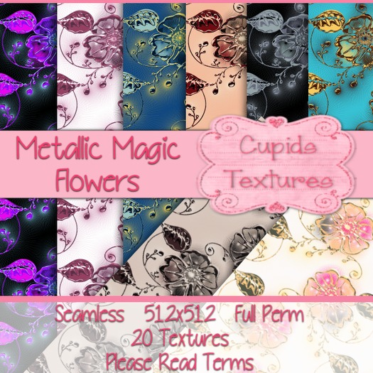 *Cupids Textures * 20 Metallic Magic Flowers
