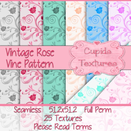 *Cupids Textures * 25 VINTAGE ROSE VINES PATTERN