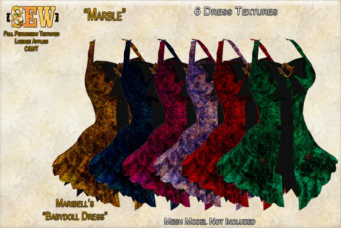 [SEW] Full Permission Textures for TvoUMauT Babydoll Dress Marble