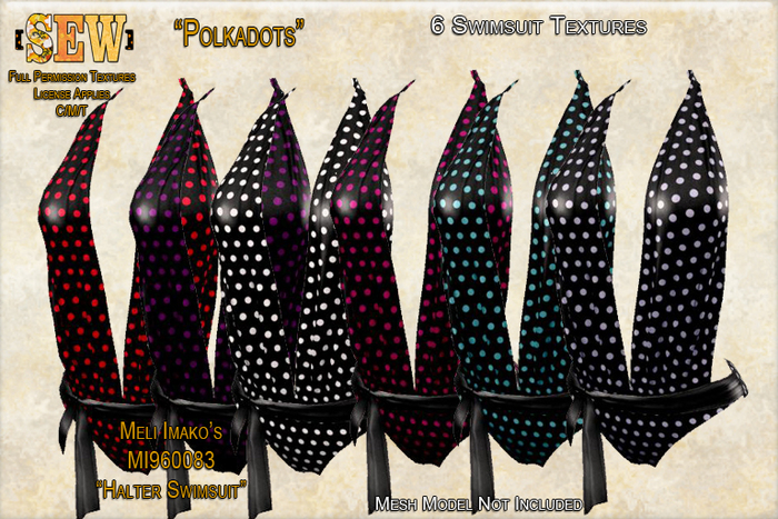 [SEW] Full Permission Textures for MI960083 Halter Swimsuit Polkadots