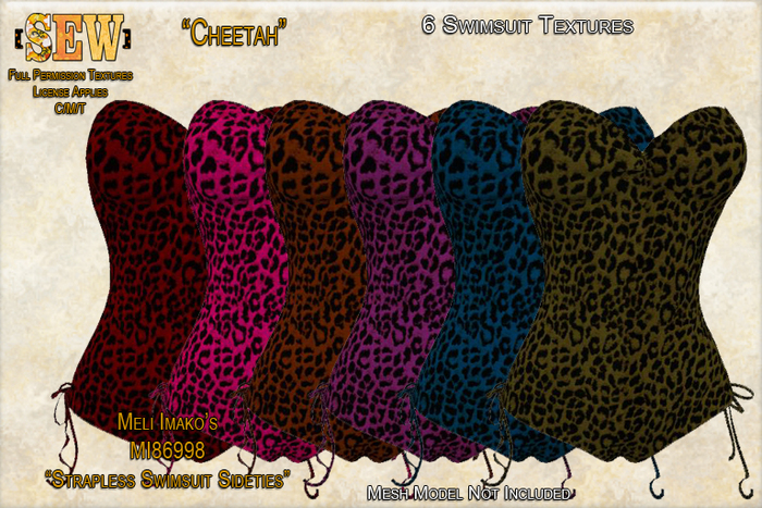 [SEW] Full Permission Textures for MI86998 Strapless Swimsuit Sideties Cheetah