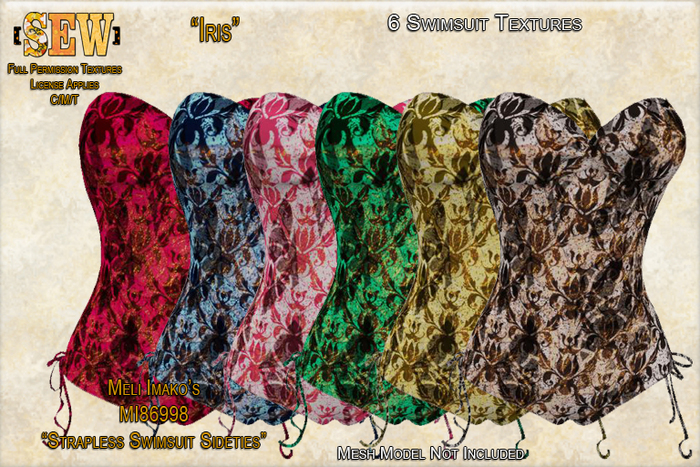 [SEW] Full Permission Textures for MI86998 Strapless Swimsuit Sideties Iris