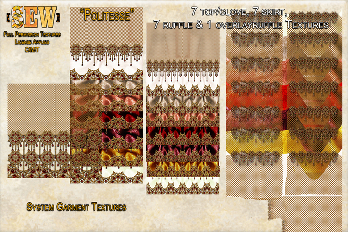 [SEW] Full Permission Textures for System Garment Templates - Politesse