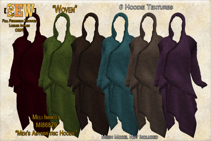 [SEW] Full Permission Textures for MI86879 Men's Asymmetric Hoodie Woven