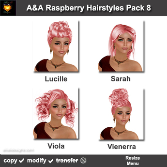 Styles On Raspberry Second Life Marketplace - A&A Raspberry Hairstyles Pack 8