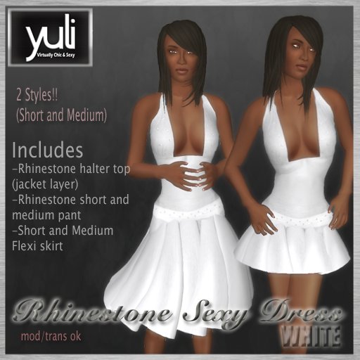 (Yuli) Rhinestone Sexy Dress WHITE