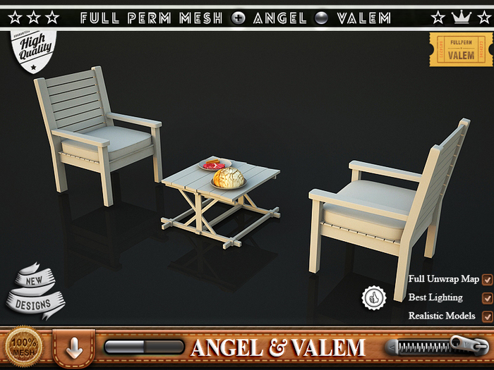.::VALEM::.  Full Perm Mesh Garden Chair And Picnic Table