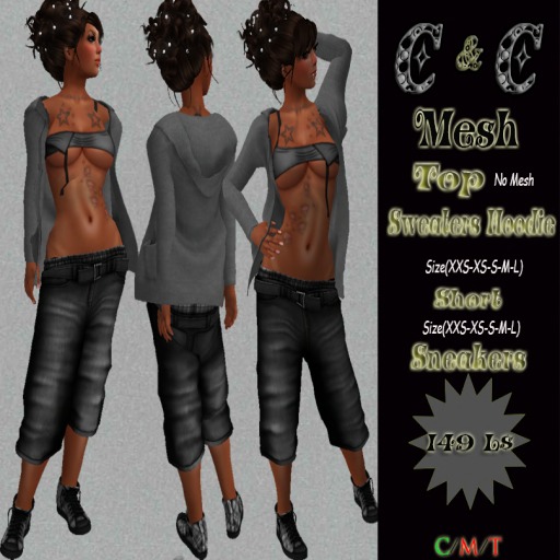 *clothes MESH woman Top Sweaters Hoodie Shorts Sneaker (Grey)* DEMO