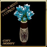 LW_ Tulips in Elongated Vase - Light Blue White (1 LI / Prim)