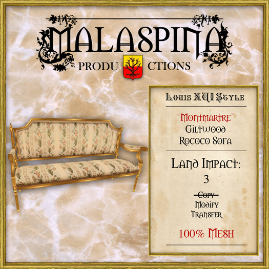 LM Malaspina "Montmartre" Giltwood Rococo Sofa, v2