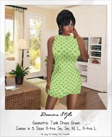 Geometric Mini Tank Dress Green