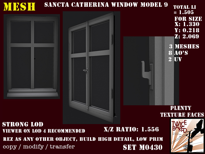 Second Life Marketplace - Gorgeous high detailed FP mesh window Li = 1. ...
