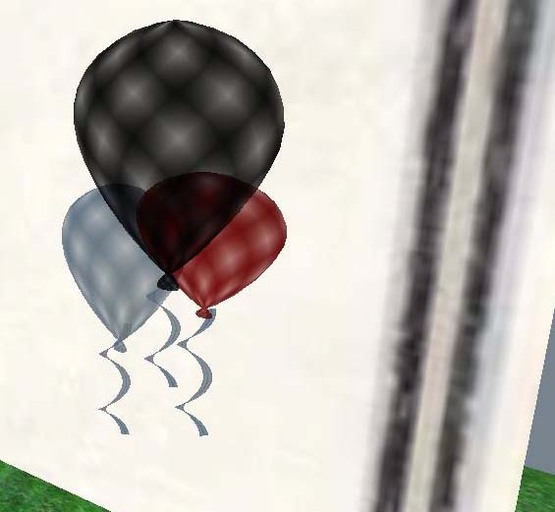 PARTY ! 3 Gray Black Red Balloons w/ Silver Ribbons Sculpty Wedding Rez Birthday Party Goth