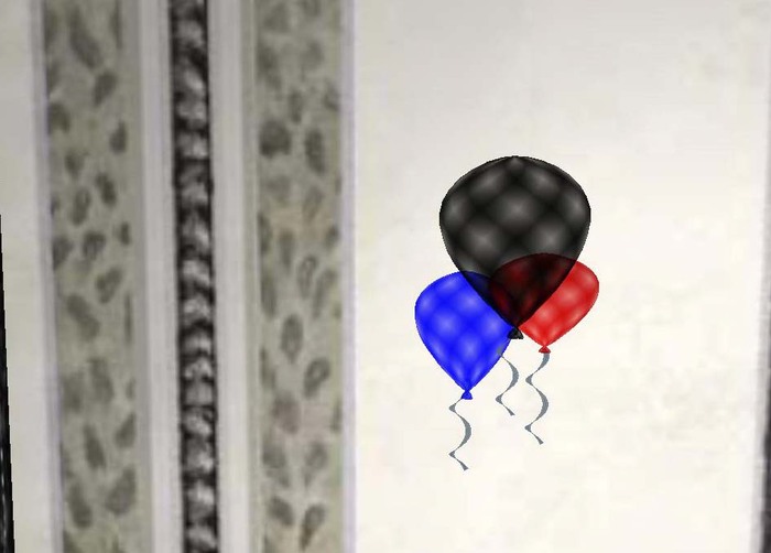 PARTY ! 3 Blue Black Red Balloons w/ Silver Ribbons Sculpty Wedding Rez Birthday Party Goth