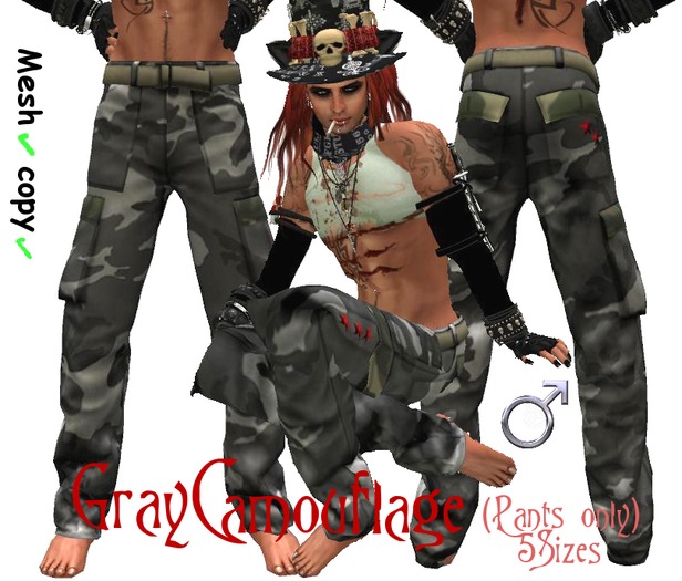 Absinthe, Art & Angels - Gray Camouflage Mesh Pants