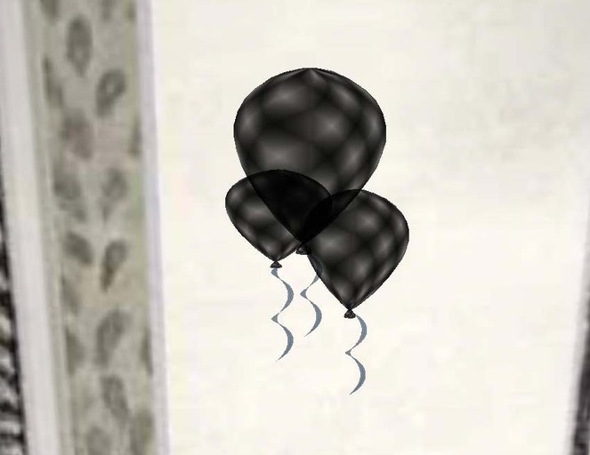 PARTY ! 3 BLACK Balloons w/ Silver Ribbons Sculpty Wedding Rez Birthday Party Goth