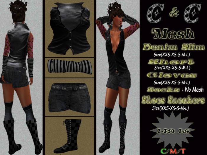 *clothes MESH woman Denim Slim - Gloves - Short - Sneaker - Socks* DEMO