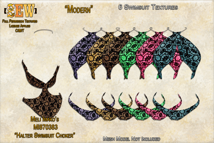 [SEW] Full Permission Textures for MI870383 Halter Swimsuit Choker Modern