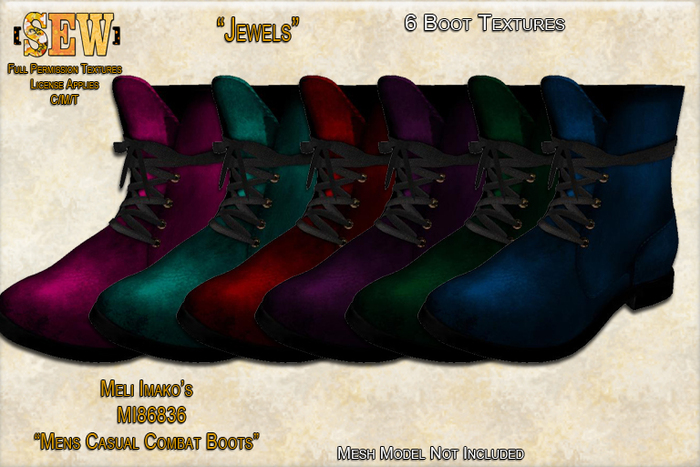 [SEW] Full Permission Textures for MI86836 Mens Casual Combat Boots Jewels