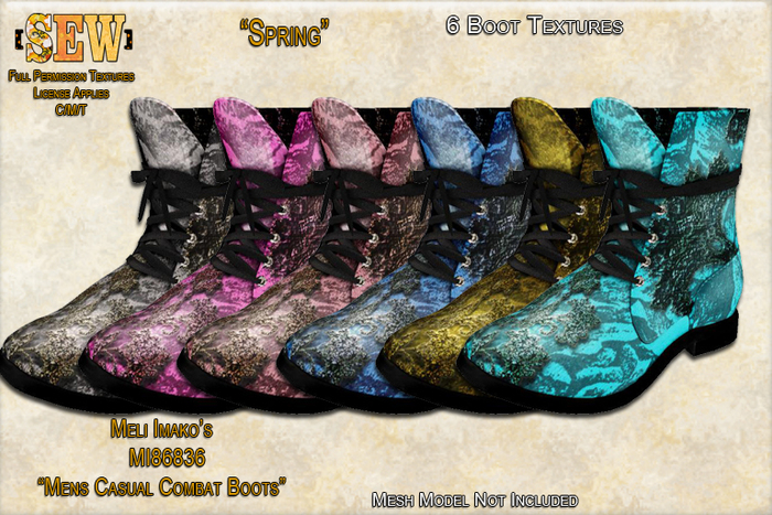 [SEW] Full Permission Textures for MI86836 Mens Casual Combat Boots Spring