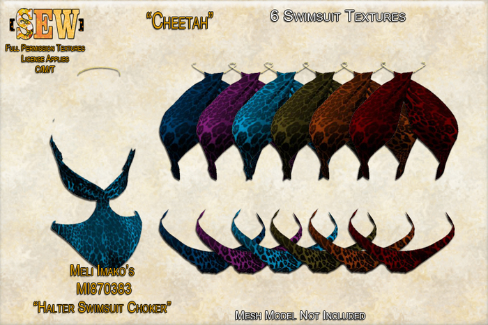 [SEW] Full Permission Textures for MI870383 Halter Swimsuit Choker Cheetah