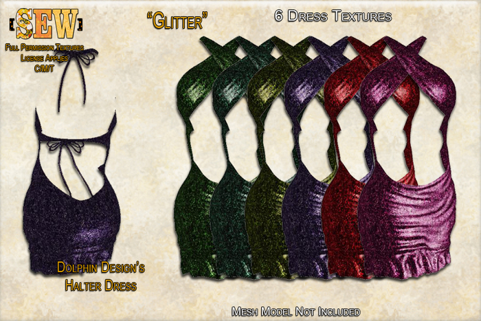 [SEW] Full Permission Textures for Dolphin Designs Halter Dress Glitter