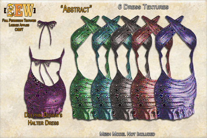 [SEW] Full Permission Textures for Dolphin Designs Halter Dress Abstract