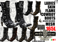 Mesh Head - Ladies Skin Flame Cowboy Boots - Resizer