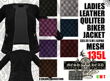 Mesh Head - Ladies Quilted Biker Jacket - All Sizes