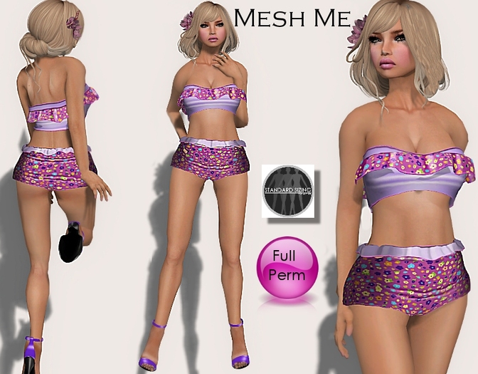 MeshMe- Ruffle Mesh  Bikini Full Perm *Rigged Mesh *