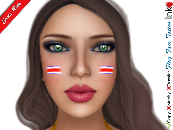 * InkHeart * - Flag Face Tattoo - Costa Rica
