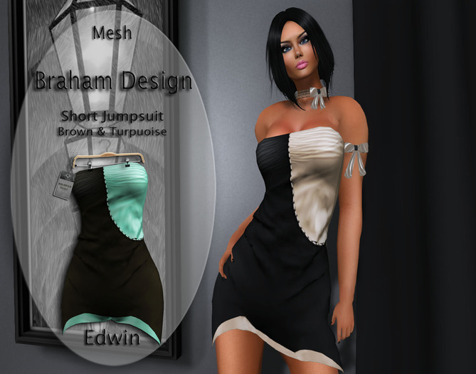 Braham Design Edwin Short Jumpsuit Mesh Turquoise&Black