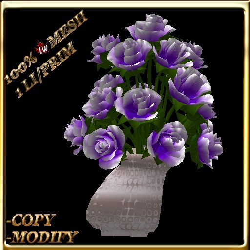 LW_ Wedding Decoration Roses - White Purple (1 LI / Prim)