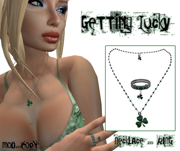 .:-CatniP-:.  Getting Lucky * St. Patrick's day Shamrock Necklace and ring set