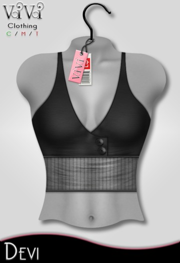 { ViVi } Devi - Striped Button Tank - Grey