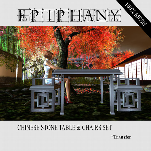 Chinese Stone Table & Chairs Set  (100% Mesh)