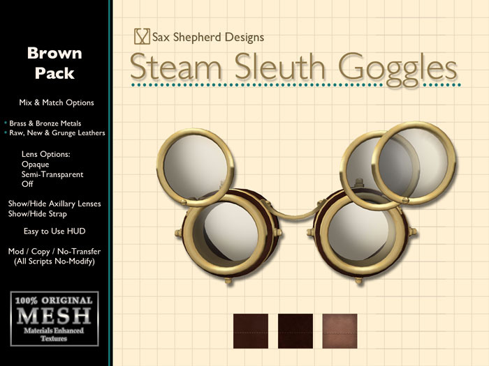 ! !SSD ~ Steam Sleuth Goggles ~ Brown