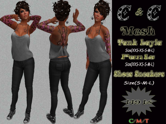 *clothes MESH woman Pants-Tank Layla-Shoes Sneakers (Stars)*