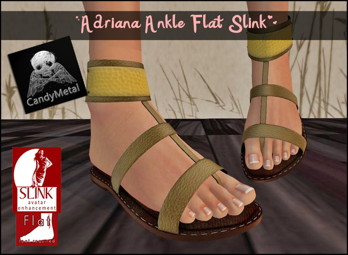 ~CandyMetal~ Adriana Ankle Flat Slink Gold