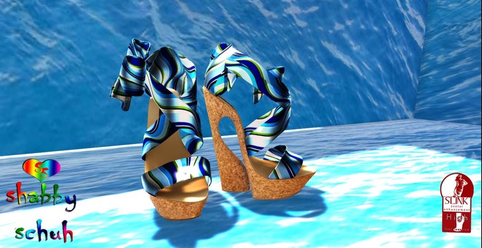 SHABBY SCHUH  OCEAN BLUE SLINK  HIGH BOXED