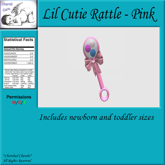 *CC* Cherub Care Cutie Rattle Pink (BOXED)