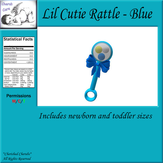 *CC* Cherub Care Cutie Rattle Blue 