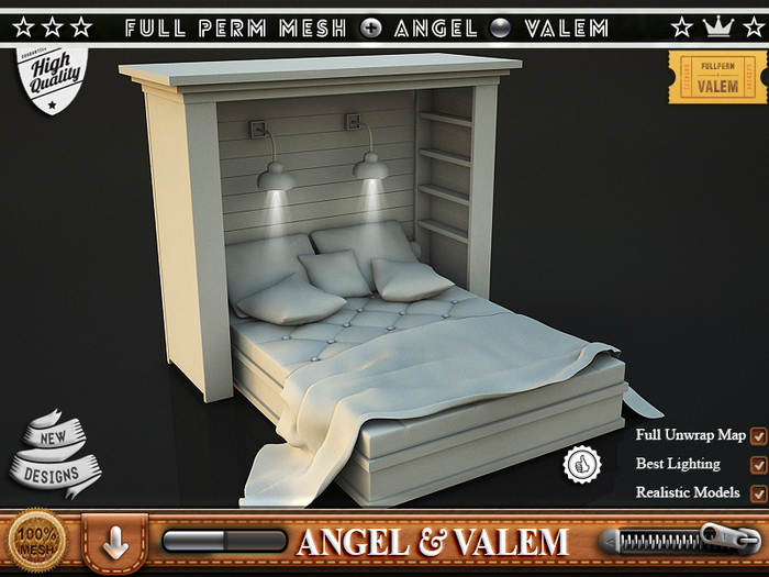 .::VALEM::.  Full Perm Mesh Great Quilted Shelf Beds