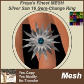 Freya's Finest MESH Silver Sun 16 Gem-Stone Change Ring 