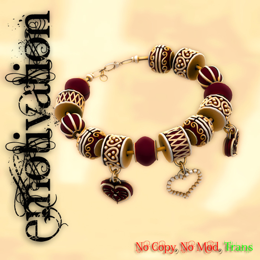 [-e-] emotivation Pandora Style Charm Bracelet - Gold/Red