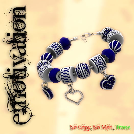 [-e-] emotivation Pandora Style Charm Bracelet - Silver/Blue