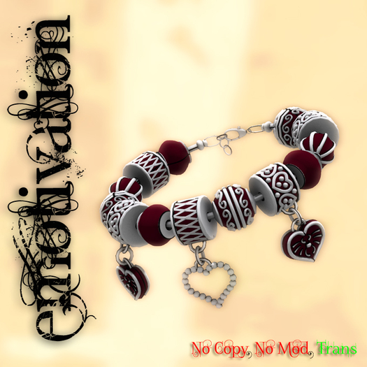 [-e-] emotivation Pandora Style Charm Bracelet - Silver/Red