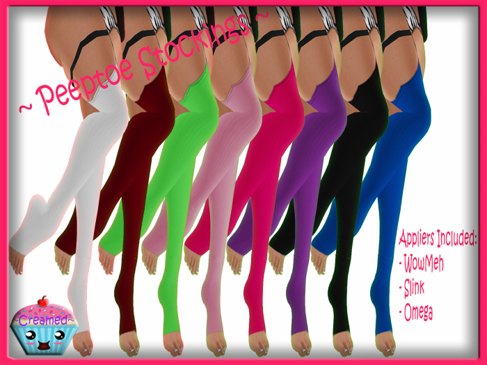 *Creamed* Peeptoe Stockings - Solids -Discounted-
