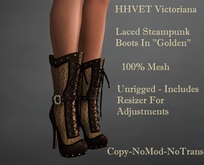 HHVET VIctoriana - Laced Steampunk Boot  (Golden)