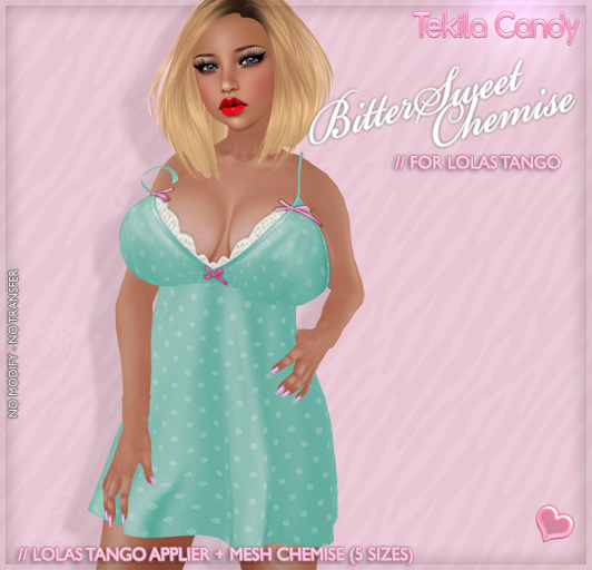 *TC* BitterSweet - Chemise - Cyan - FOR LOLAS TANGO - Partial mesh